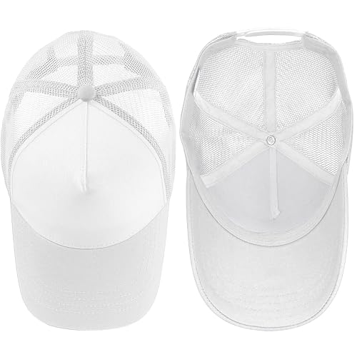 Image of Falari 5-Panel Mesh Baseball Cap, Trucker Hat, Structured Plain Design, Cotton, Adjustable Size