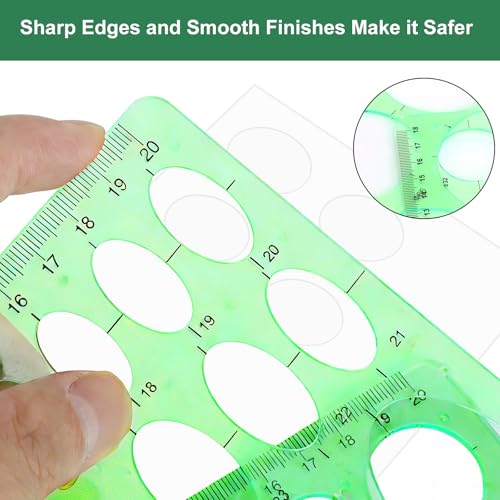 XRVRILE 4PCS Kreisschablone Set, Lochschablone Normschriftschablone Zeichenschablone, Geometrische Vorlagen mit Kreis-, Oval- und Großkreisformen für Schule Büro Studium für Technisches Zeichnen