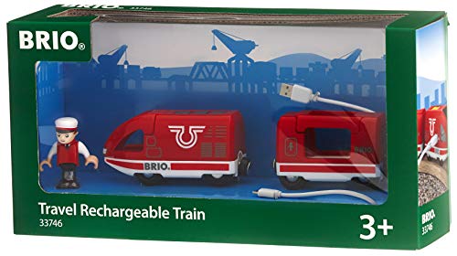 Brio World 33746 - Travel Rechargeable Train - 4 Piece Wooden Toy Train Set For Kids Age 3 And Up #TOP5