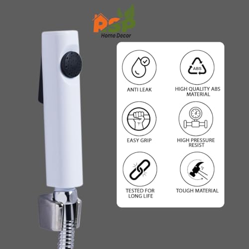 Image of ABS Health Faucet Hand Spray, White, 360-Degree Swing, Anti-Leak Jet Spray with High Pressure Resist for Bathroom, Made in India(only Faucet)