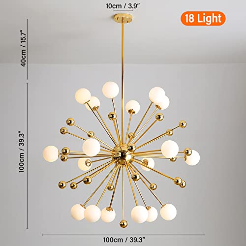 Chambre à coucher intérieure avec grand lustre pissenlit doré - 7