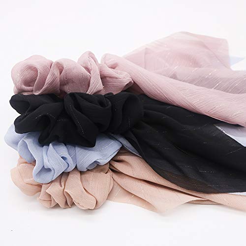 Elegant Scarf Hair Ties For Women Girls, 8 Pcs Double Layer Bow Scrunchies For Hair Cute Bunny Ear Bow Scrunchies With Assorted Colors (8 Pcs Double Layer Scrunchies-A) #TOP5
