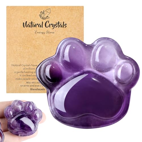 Amethyst Cat Paw Crystal Worry Stone Gift