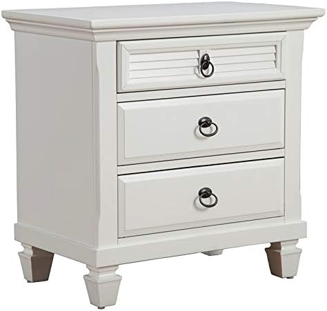 Alpine Furniture Winchester Nightstand, 28" W x 17" D x 28" H, White