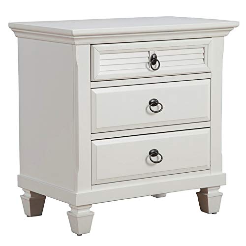 Alpine Furniture Winchester Nightstand, 28" W X 17" D X 28" H, White #TOP1