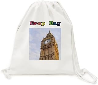 Mochila de lona Big Ben azul céu nuvens brancas leve para viagem