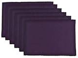 DII 100% Cotton Basic Ribbed Placemat Set, Eggplant 6 Count