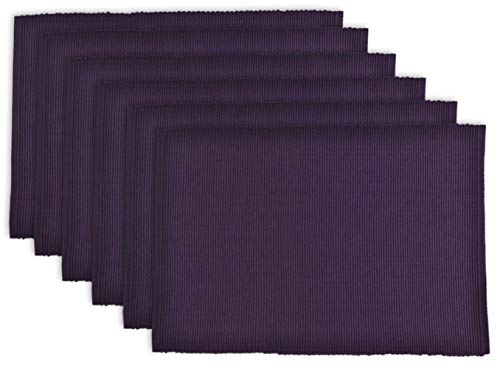 DII Ribbed Placemats 100% Cotton, Set of 6, Set, Eggplant 6 Count