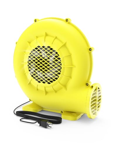 Puligoth 370W Blower for Bounce House: Heavy-Duty Portable Inflatable Blower with Double-Sided Fan Blades 120V 4 Ground Stakes for Bouncy Castle Water Slide Arch Outdoor Parties