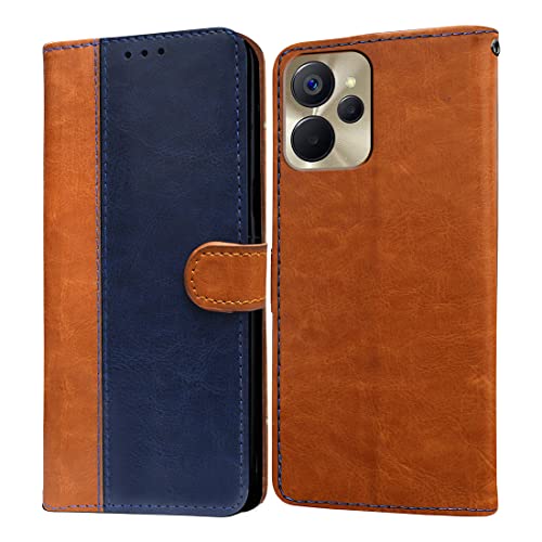 Image of Flip Cover Back Case for Realme 9i 5G | Premium Leather Finish | Inbuilt Pockets & Stand | Flip Cover Back Case for Realme 9i 5G (CamelBlue)
