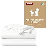 HOMBYS Pet Hair Resistant Sheet Set Queen Size, Silky & Static Control, 4 Pc Bed...