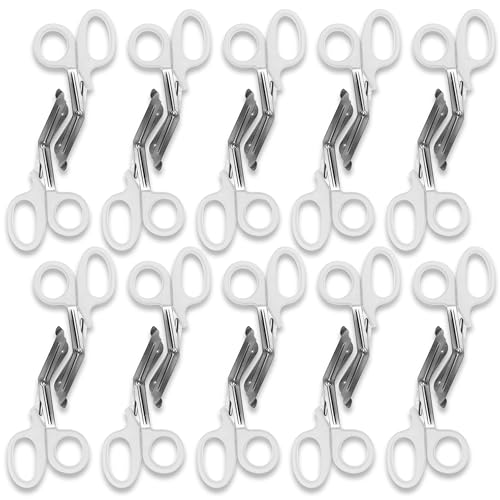 EMS XTRM 20-Pack Multicolor Stainless Steel Medical Trauma Shears for EMS, Nurses, Police & Firefighters - Durable, Sharp, and Built for Comfort, White