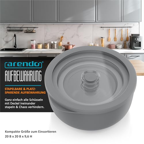 Arendo - Schüssel Set mit Deckel – 4er Set - Salatschüssel Rührschüssel - Schüsselset in verschiedenen Größen – lebensmittelecht – Spülmaschinen und Mikrowellen geeignet – rund 0,35 bis 2 Liter 3