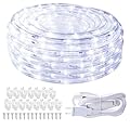 33ft/10m LED Rope Lights,360 LEDs,Cool White,Waterproof,Indoor Outdoor Clear Tube Light Rope and Light Strip,Plugin 110V,Connectable Decorative Lighting for Valentine's Day,Deck,Patio,Wedding (6000K)