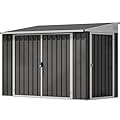 DWVO 7x4 FT Outdoor Weatherproof Storage Shed, Secure Metal Bike Shed w/Lockable Entry, Garden Storage Solution for Lawn Equipment, Tools, Waste Bin, Dark Gray