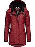 Navahoo Damen Regen Jacke Outdoor Regenmantel Kurzmantel Teddy gefüttert wasserdicht mit Kapuze Lindraa Bordeaux Gr. L