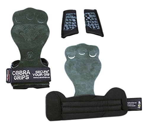 Cross Training Grips Best Gymnastics Grips Keep Your Hands Free From Blisters & Callouses Pullups Weight Lifting Chin Ups (Medium 4.25"-5.0", Green Nubuck Leather) #TOP2