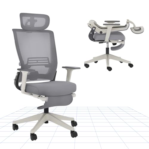 FLEXISPOT Ergonomic Office Chair, Folding Office Chair for Small Spaces with Adjustable Lumbar Support, Armrest and Headrest, Mesh Desk Chair with Footrest for Home Work, Flora & Fauna Serie