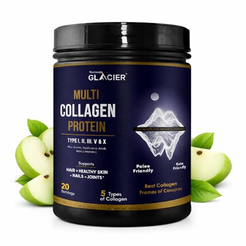 Image of Multi Collagen Peptides Powder -Easy to Dissolve - Type I, II, III, V, X - for Women & Men - Promotes Hair, Skin, Nails, & Joint Health-200 gm-pack of 2