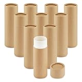 10 Pcs 25g/0.8oz Large Size Paperboard Lip Balm Tubes Krafts Paper Lipstick Tube Round Cardboard Empty Lip Gloss Container Holder Tubes for DIY Deodorant Salve Cosmetic Lotion Solid Perfume - Brown