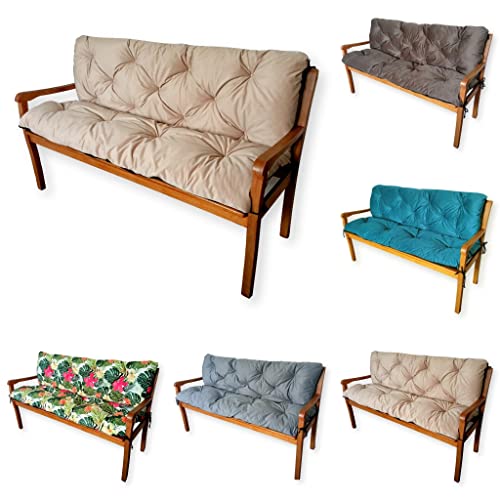 4L Textil Gartenbankauflage Hollywoodschaukeln Bankauflage Bankkissen Sitzkissen und Rückenkissen Polsterauflage Gartenpolster Pflegeleicht Palettenkissen Pallettensitzkissen (100x50x50 cm, Beige) Cover