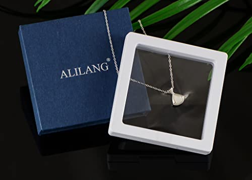Image of Alilang Sparkling Crystal Rhinestone Seashell Skirt Necklace - 925 Sterling Silver Fan Pendant Necklaces For Women With Bow