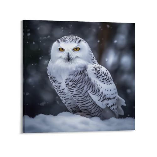 Toile murale abstraite oiseau pour habiller un mur vide tableau hibou arctique cadre 40x40