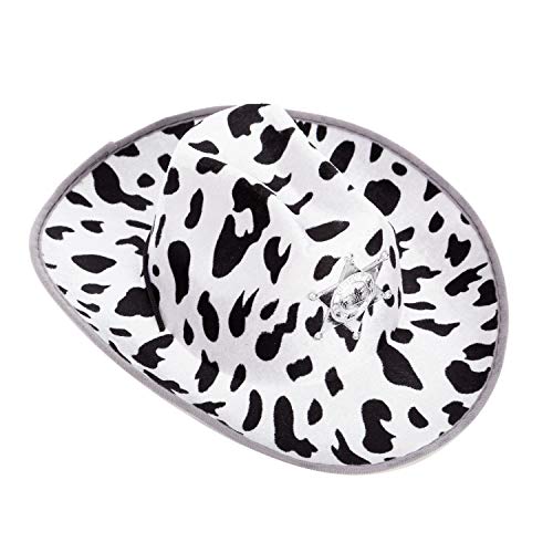 image for Spooktacular Creations Children's Black Cow Print Felt Cowboy Hat 2 Pa