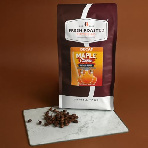 Image of Fresh Roasted Coffee, Decaf Maple Creme Flavored Drip Ground Coffee, Medium Roast, Kosher, 2 lb (32 oz)