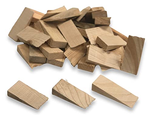 BUNBAN Holzkeile sägeraue rustikale Spaltkeile Türstopper aus Kiefer (LxBxH) 100x45x20mm Möbel-, Bastel-, Unterlegkeile (25) Cover