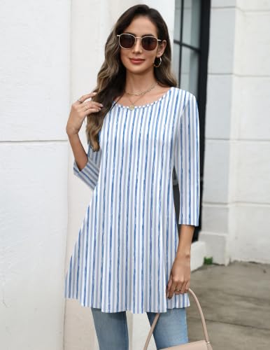 Image of Zeagoo Women Tops 3 /4 Sleeve Dressy Casual Plus Size Tunics Loose Blouses
