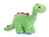 goDog Dinos Bruto Tough Plush Dog Toy with Chew Guard Technology, Green, Small