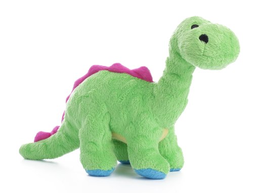 goDog Dinos Bruto Tough Plush Dog Toy with Chew Guard Technology, Green, Small