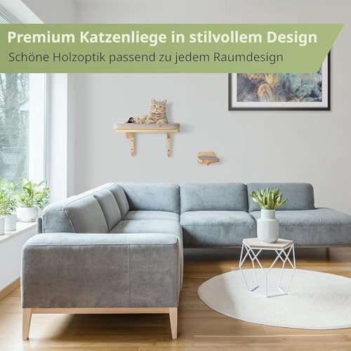 WOOWOOD® Kletterwand Katzen inkl. 2X Katzentreppe Wand [extrem Stabil] Katzen Wandelemente, Kratzbaum Wand, Katzenhängematte, Katzen Wand, Katzenwand, Wandkratzbaum, Katzenmöbel, Kletterwand Katzen