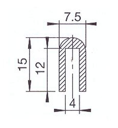 EUTRAS FP3007 Profiel voor randbescherming, rubberen afdichting - spleetmaat 4,0 mm - zwart - 5 m