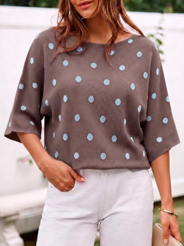 Image of Cicy Bell Womens Oversized Short Sleeve Sweaters Tops Knit Fall Pullovers