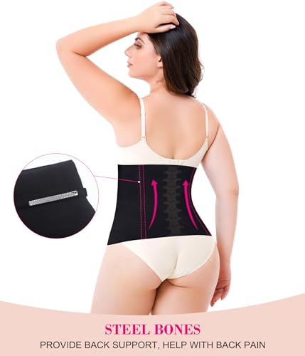 Nebility Waist Trainer for Women Plus Size Corset Shapewear Tummy Control Waist Cincher Postpartum Girdle Body Shaper3