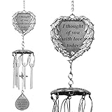 BANBERRY DESIGNS Memorial Windchimes - I Thought of You with Love Today Poem Engraved on This Wind Chime - Angel Wings Wrapped Around a Heart and Teardrop Charm - in Loving Memory Chimes