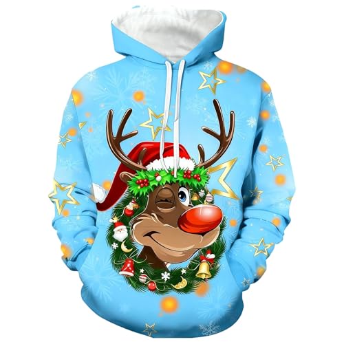 Hoodie Damen Oversize Warme Weihnachten Fleece Sweatshirt Rentier...