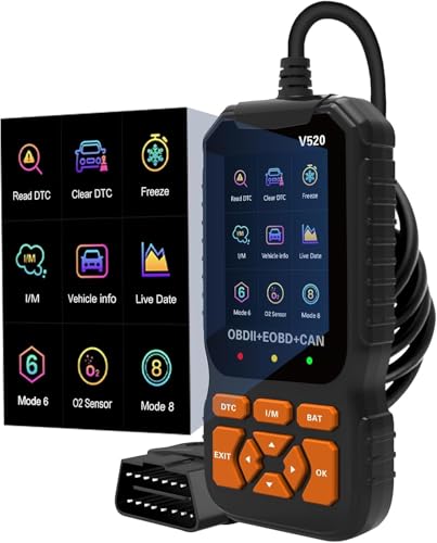 OBD2 Diagnosegerät, Fehlerauslesegerät mit Alle OBDII Funktionen, Universal Lkw und KFZ, 10 Sprachen KFZ Diagnosegerät für nach 2000 Alle Fahrzeuge, Universal Fehlercode Auslesegerät für PKW (V520) OBD2 Diagnosegerät, Fehlerauslesegerät mit Alle OBDII Funktionen, Universal Lkw und KFZ, 10 Sprachen KFZ Diagnosegerät für nach 2000 Alle Fahrzeuge, Universal Fehlercode Auslesegerät für PKW (V520)