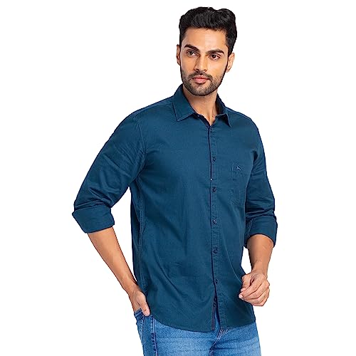 Image of Parx Men's Pure Cotton Solid Pattern Slim Fit Semi Cutaway Collar Full Sleeve Casual Shirt