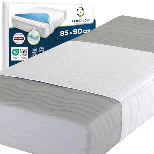 Sensalou Alèse Imperméable 85x90 cm avec Ailes 44 cm – Protège Matelas Lavable 90°C, sous-Couche Absorbante 2400 ML/m², Silencieuse et Douce, Protection...