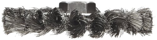 Image of Weiler 13106 Dualife 5 /8 inch-11 Arbor, 0.014 inch Wire Size, 4 inch Diameter, 1 /2 inch Face Width, Steel Bristles, Standard Twist Knot Wire Wheel Brush, .014 inch, Made in the USA