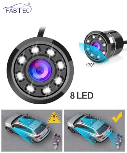Image of Fabtec Car Reverse Backup Parking Camera for All Cars (8 Led, Drill Type Camera) (AHD /CCD Vision)