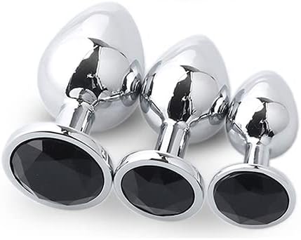 Set of 3 Metal Anales Plug Toys, Metal Anales Trainer Kit, Waterproof Silicone Beads Anales Stainless Steel Jewelry Design Training Set for Women Men (Black)