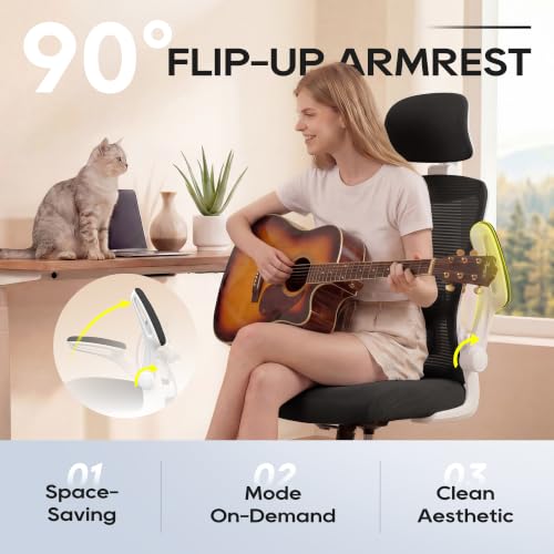 Image of Ergonomic Office Chair for Long Hours, Adjustable Padded Lumbar Support for Lower Back Relief, 330 lb Capacity, Comfortable Computer Desk Chair for Home Office, Work & Study