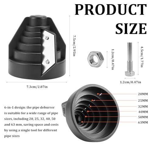 NCTNCX PE-Rohr Entgrater AnfasgeräT PVC Rohrentgrater Entgrater FüR Kunststoffrohre Mit Bohreranschluss FüR Handbohrmaschi Fasenwerkzeug FüR 20 25 32 40 50 63mm Rohre