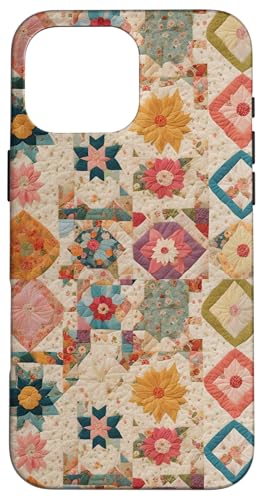 Vintage Floral Patchwork Quilt Pattern Retro Boho Design Case for iPhone 16 Pro Max