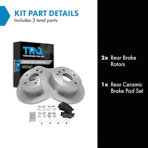 Image of TRQ Rear Brake Pad and Rotor Set Ceramic Rotors Compatible with 2007-2012 Lexus ES350 2008-2012 Toyota Avalon 2007-2011 Camry