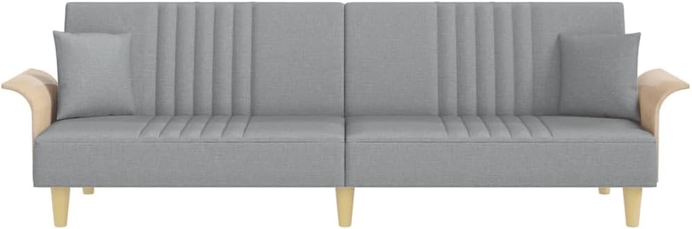 Sofa Bed Light Grey Fabric (100% Polyester) Living Room Furniture